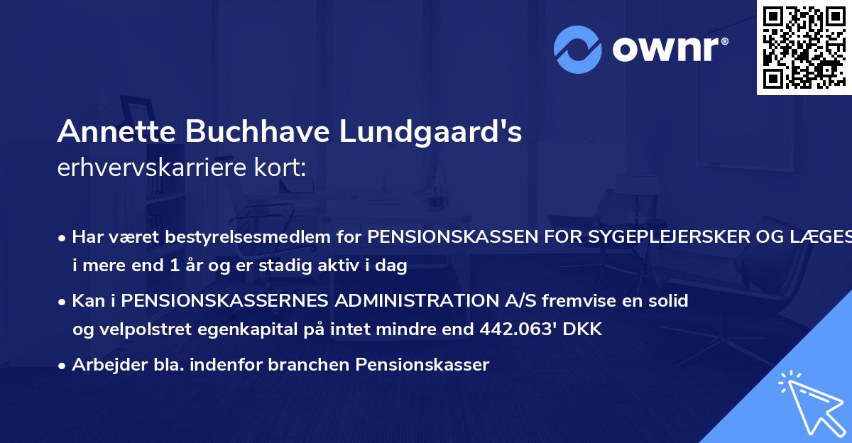 Annette Buchhave Lundgaard's erhvervskarriere kort