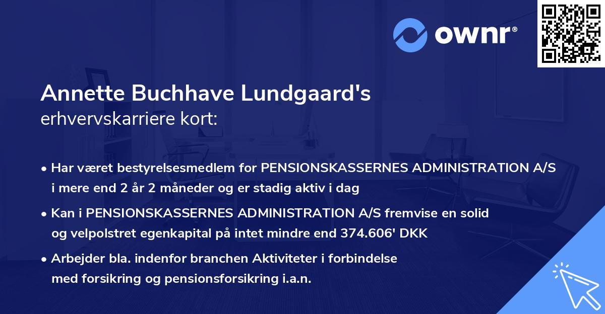 Annette Buchhave Lundgaard's erhvervskarriere kort
