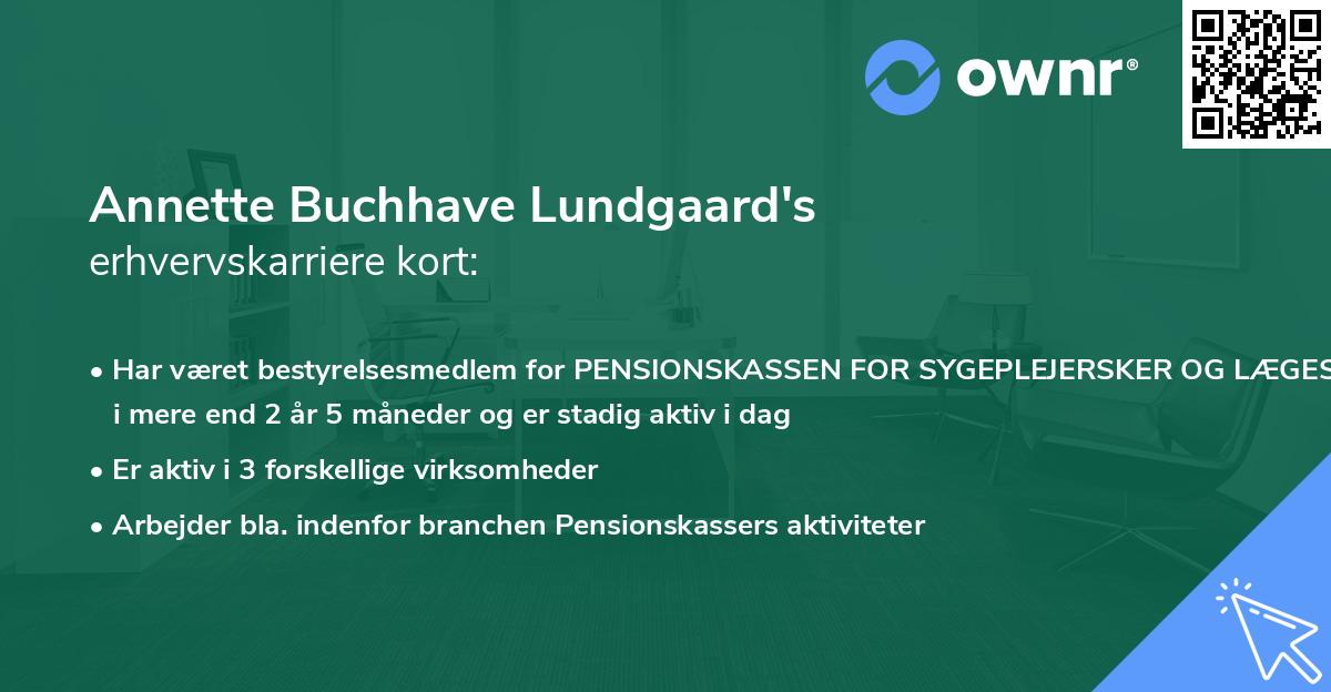 Annette Buchhave Lundgaard's erhvervskarriere kort