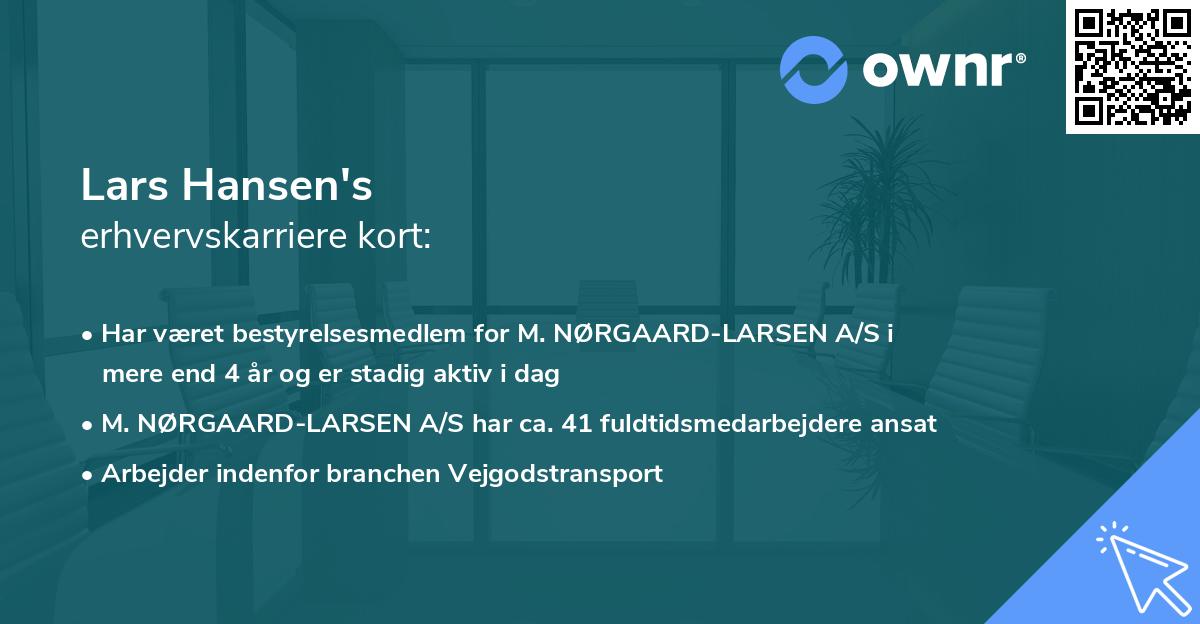 Lars Hansen's erhvervskarriere kort