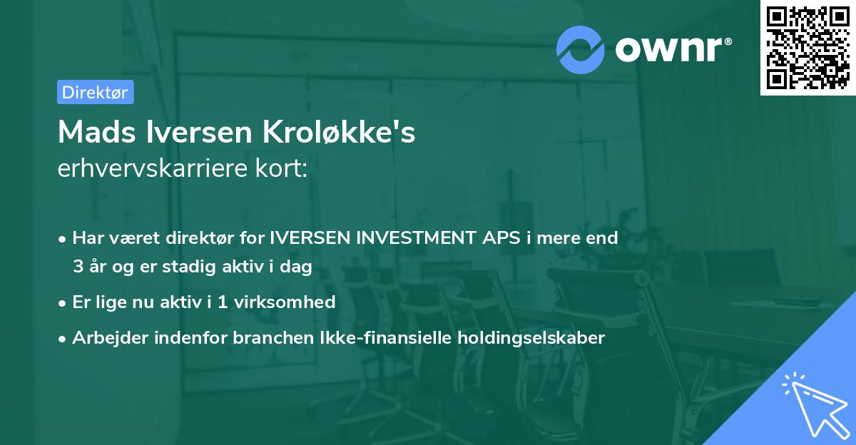 Mads Iversen Kroløkke's erhvervskarriere kort