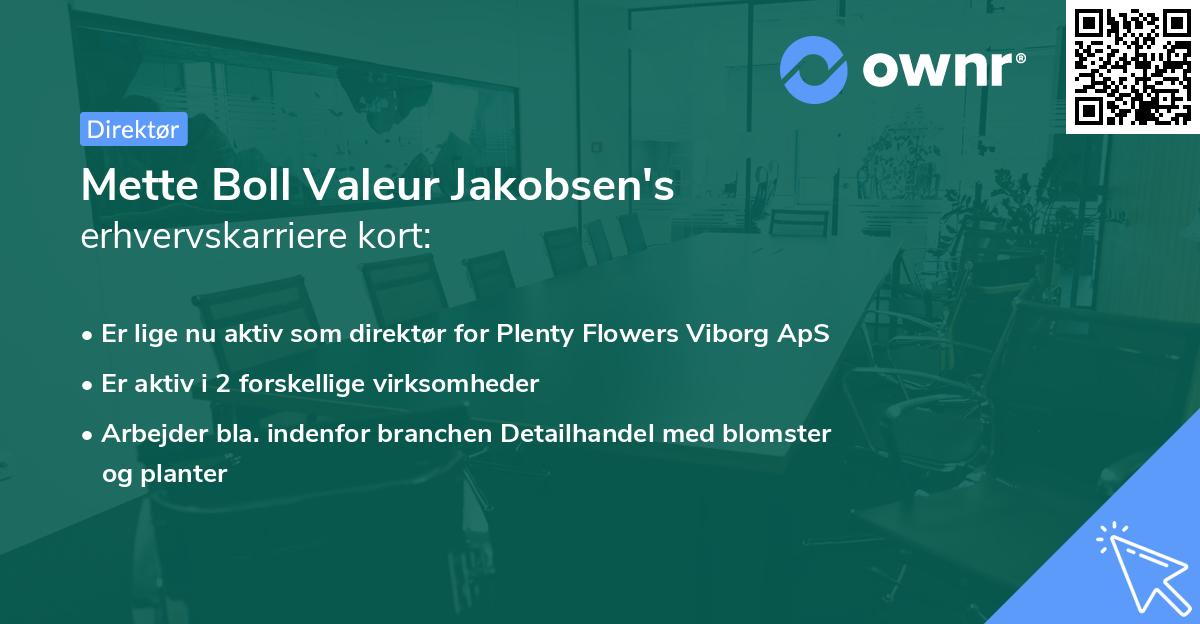 Mette Boll Valeur Jakobsen's erhvervskarriere kort