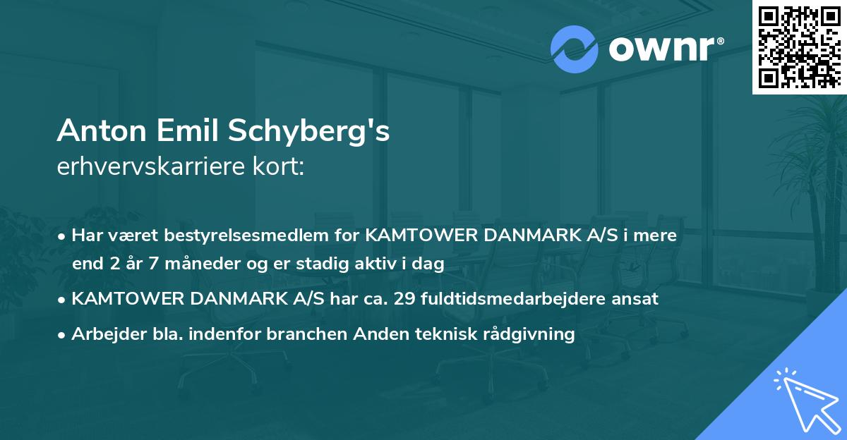 Anton Emil Schyberg's erhvervskarriere kort