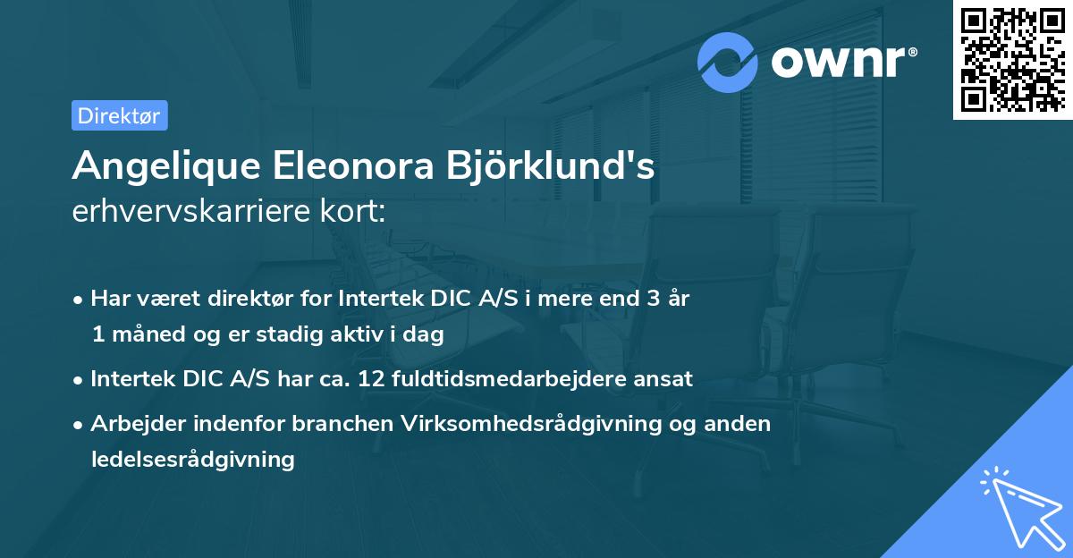 Angelique Eleonora Björklund's erhvervskarriere kort