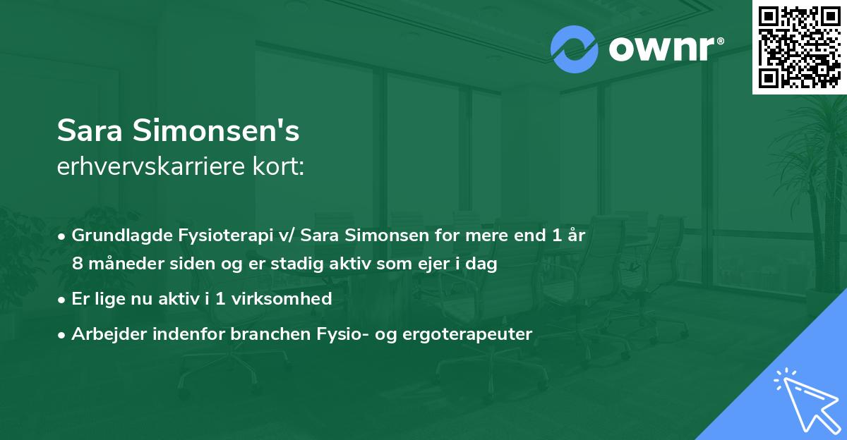 Sara Simonsen's erhvervskarriere kort