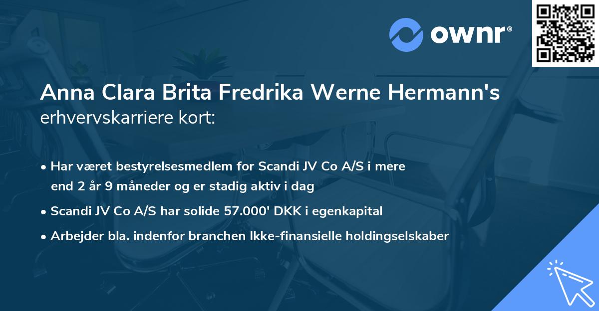 Anna Clara Brita Fredrika Werne Hermann's erhvervskarriere kort
