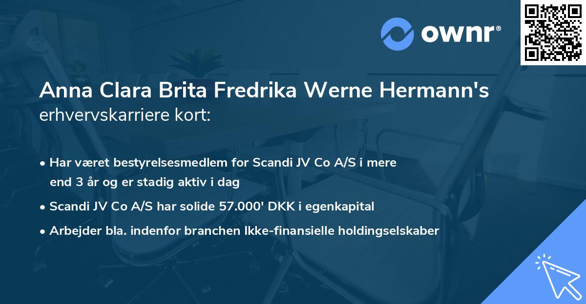 Anna Clara Brita Fredrika Werne Hermann's erhvervskarriere kort
