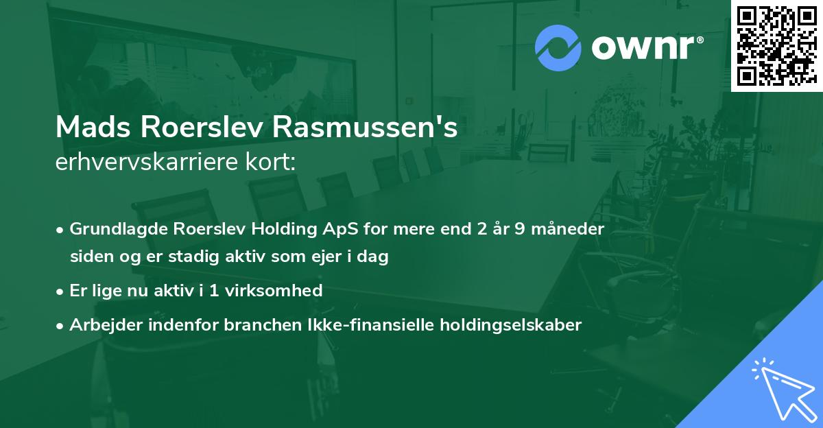 Mads Roerslev Rasmussen's erhvervskarriere kort
