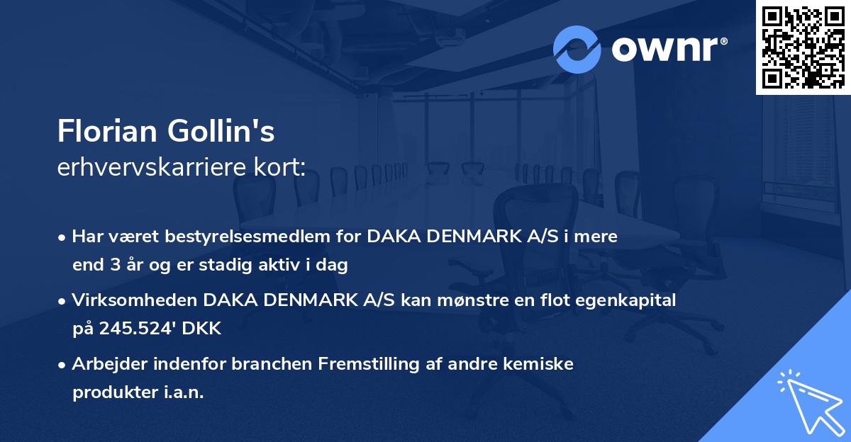 Florian Gollin's erhvervskarriere kort