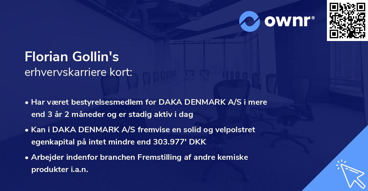 Florian Gollin's erhvervskarriere kort