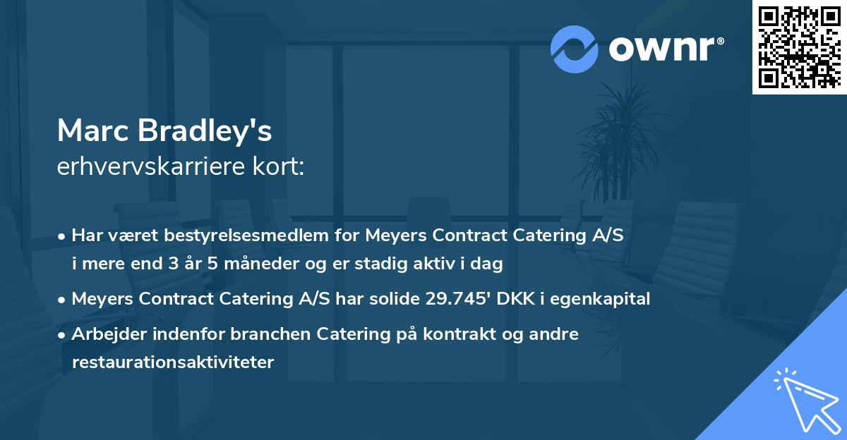 Marc Bradley's erhvervskarriere kort
