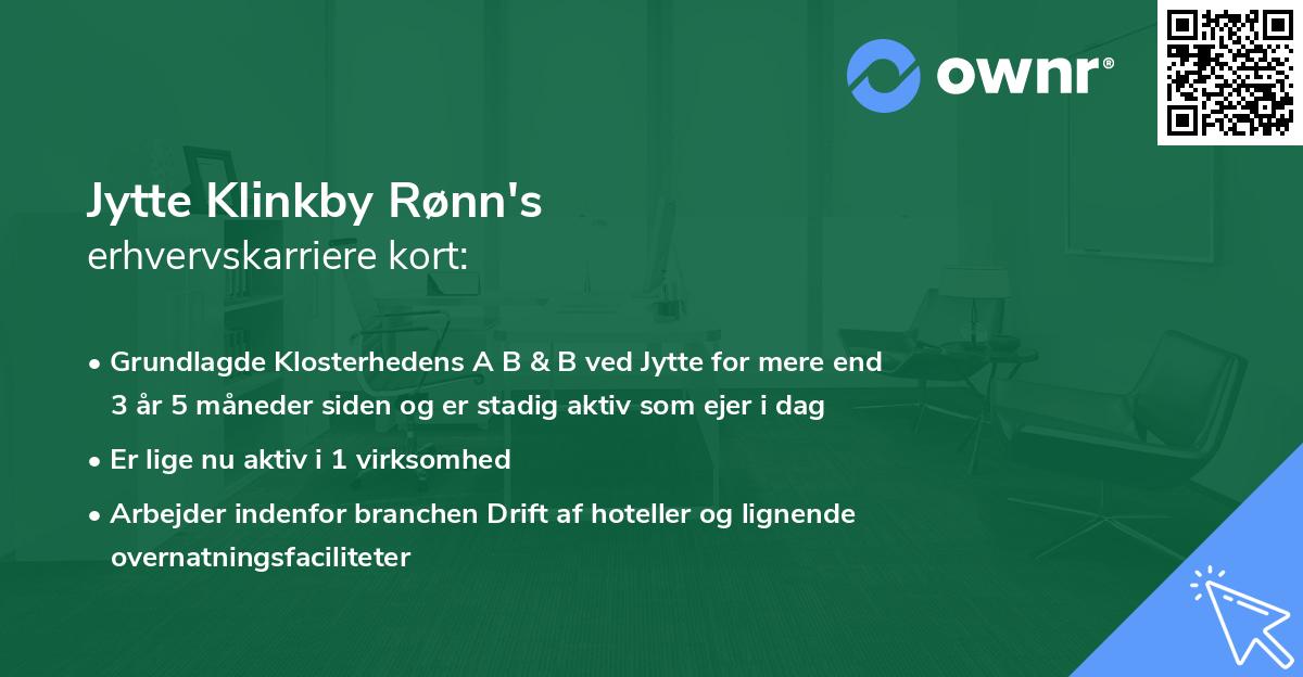 Jytte Klinkby Rønn's erhvervskarriere kort