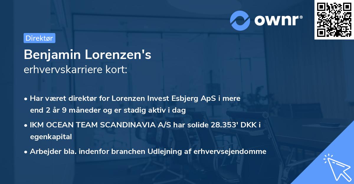 Benjamin Lorenzen's erhvervskarriere kort