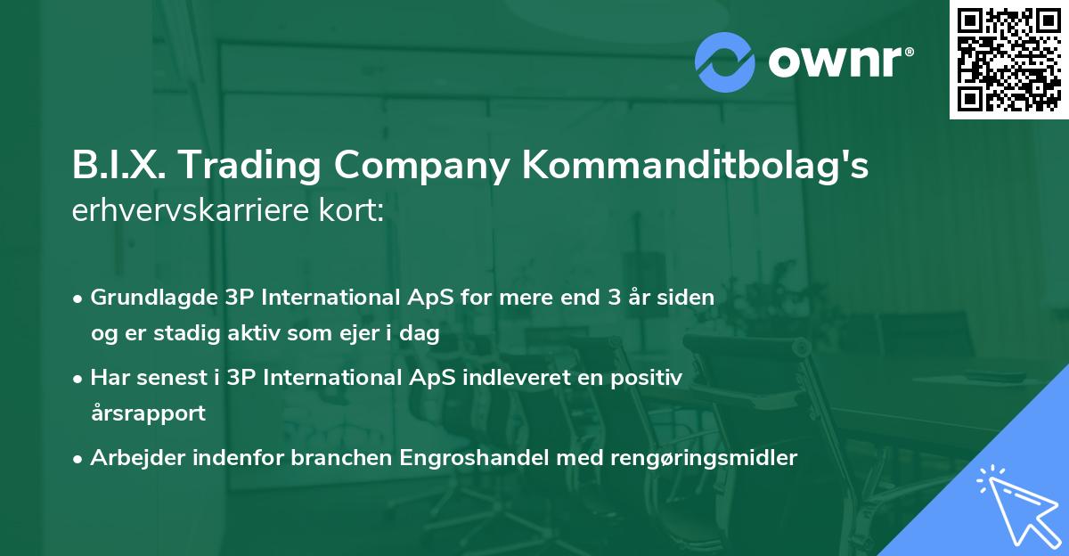 B.I.X. Trading Company Kommanditbolag's erhvervskarriere kort