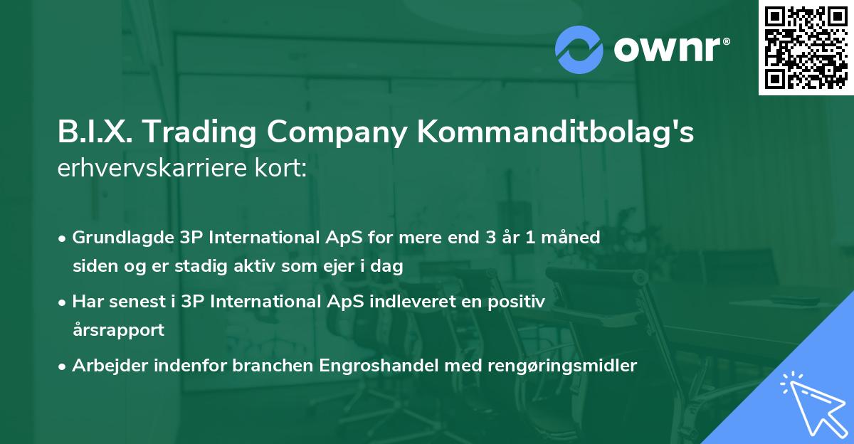 B.I.X. Trading Company Kommanditbolag's erhvervskarriere kort