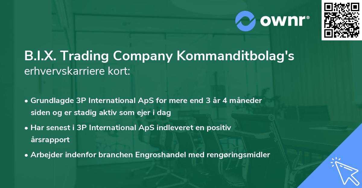 B.I.X. Trading Company Kommanditbolag's erhvervskarriere kort