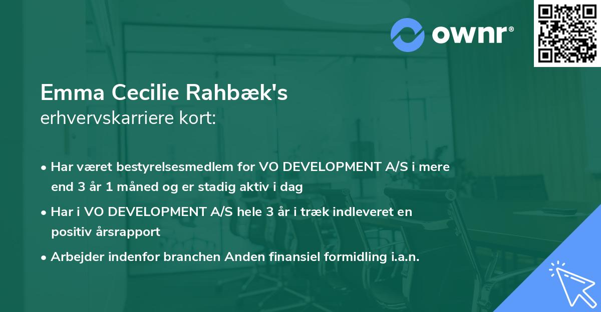 Emma Cecilie Rahbæk's erhvervskarriere kort