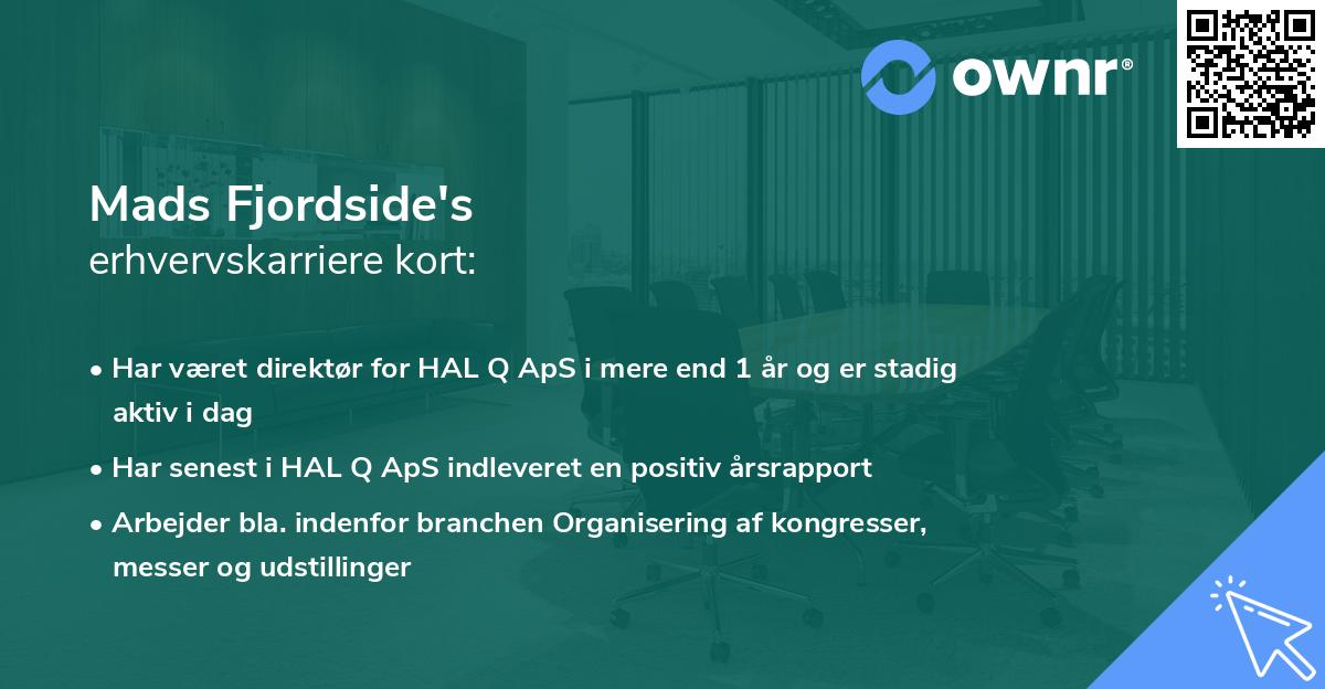 Mads Fjordside's erhvervskarriere kort