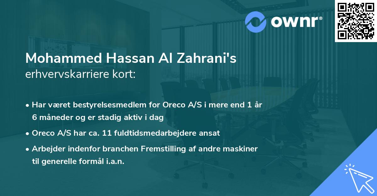 Mohammed Hassan Al Zahrani's erhvervskarriere kort