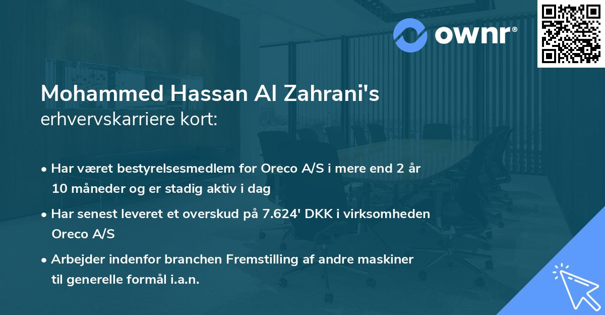 Mohammed Hassan Al Zahrani's erhvervskarriere kort