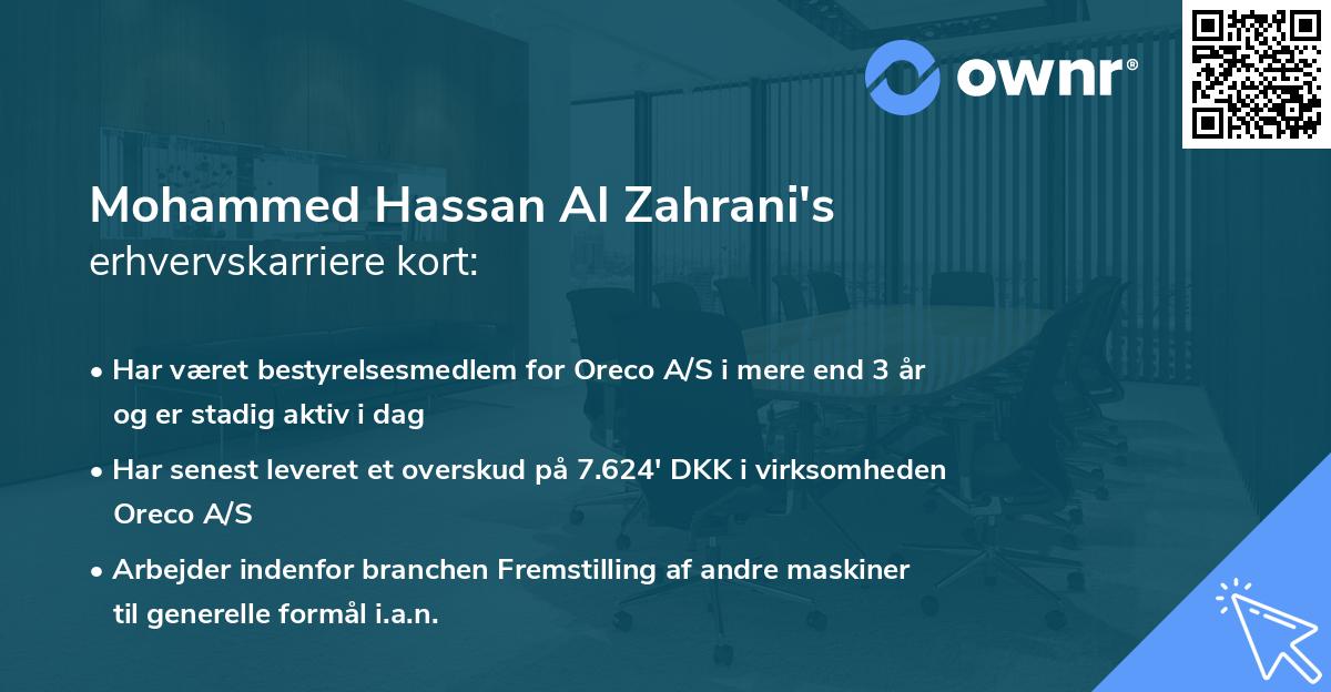 Mohammed Hassan Al Zahrani's erhvervskarriere kort