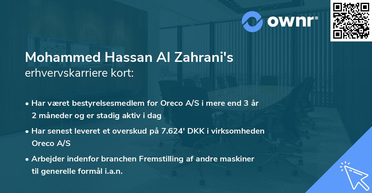 Mohammed Hassan Al Zahrani's erhvervskarriere kort
