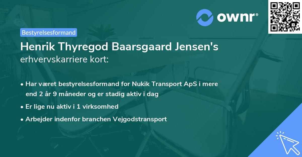 Henrik Thyregod Baarsgaard Jensen's erhvervskarriere kort