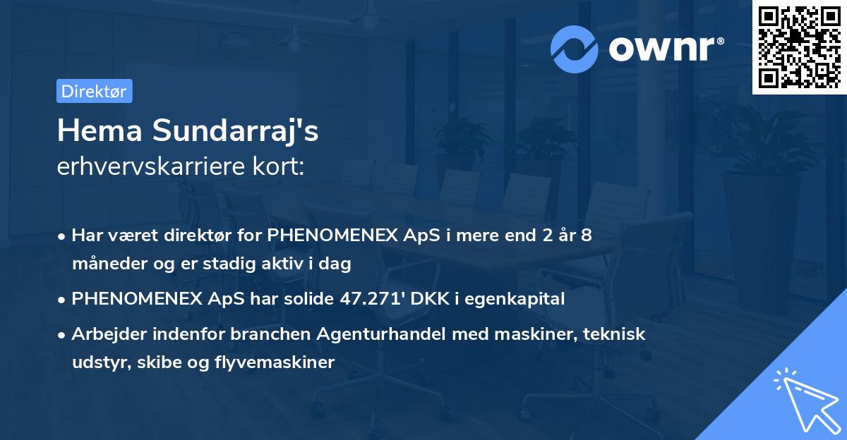 Hema Sundarraj's erhvervskarriere kort