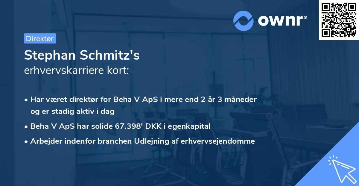 Stephan Schmitz's erhvervskarriere kort