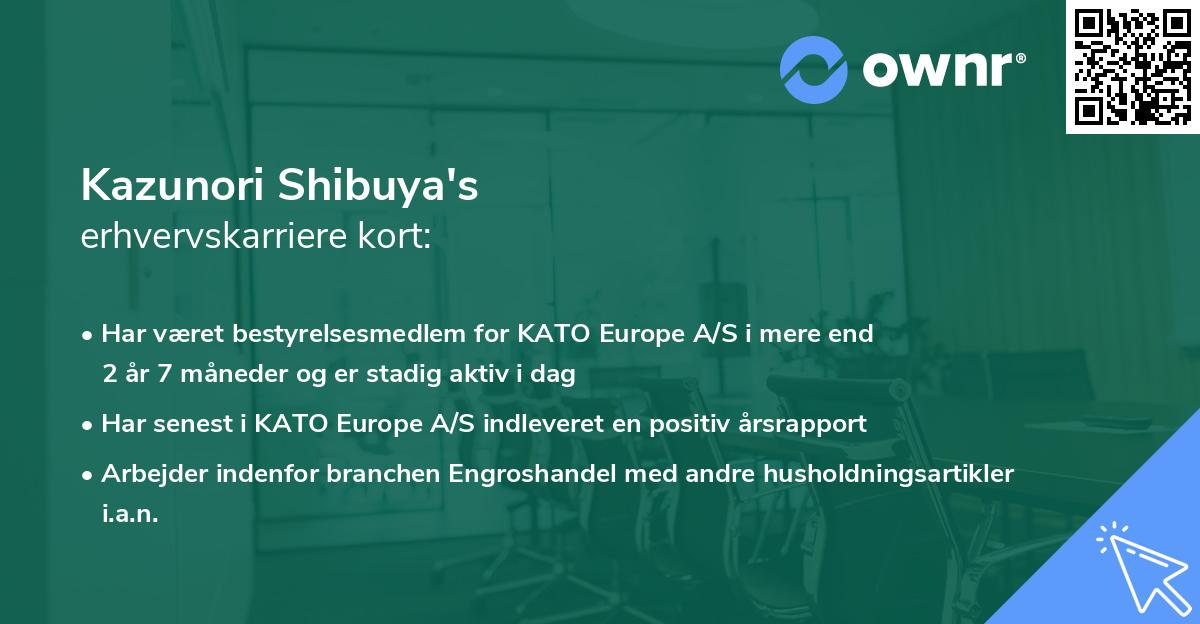 Kazunori Shibuya's erhvervskarriere kort