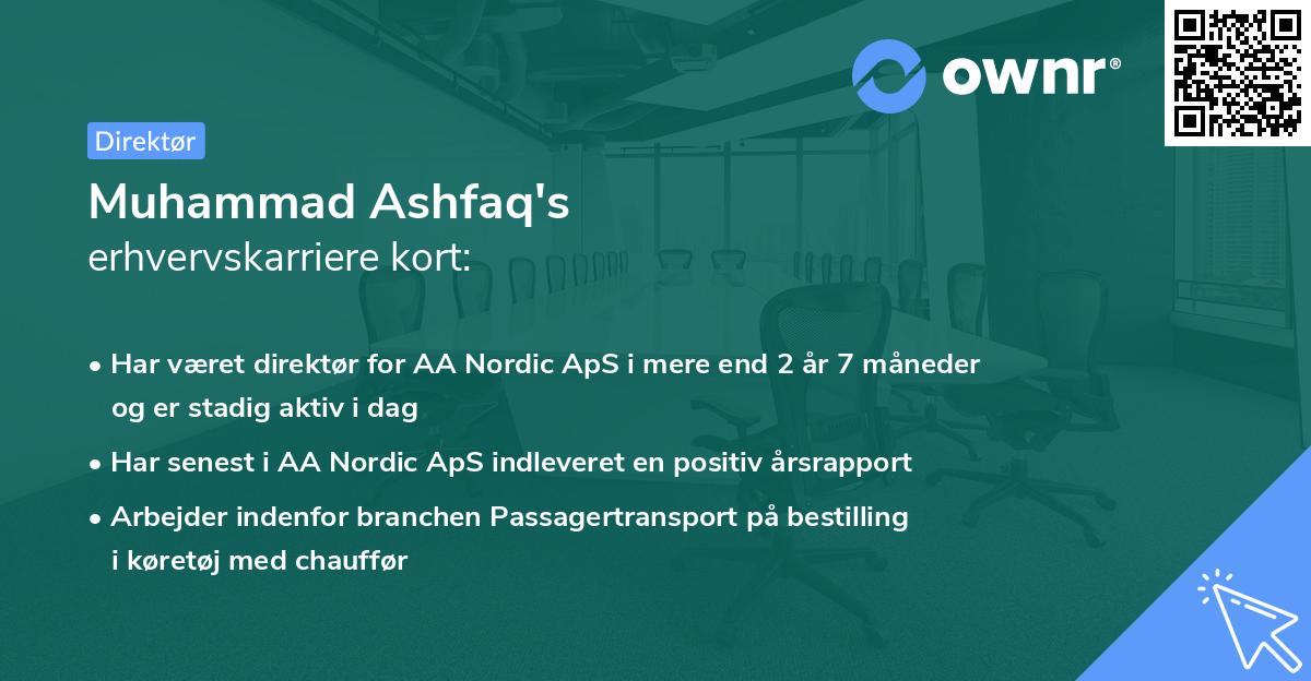 Muhammad Ashfaq's erhvervskarriere kort