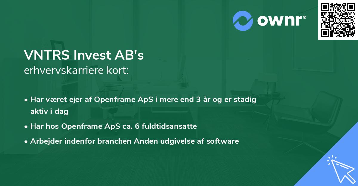 VNTRS Invest AB's erhvervskarriere kort