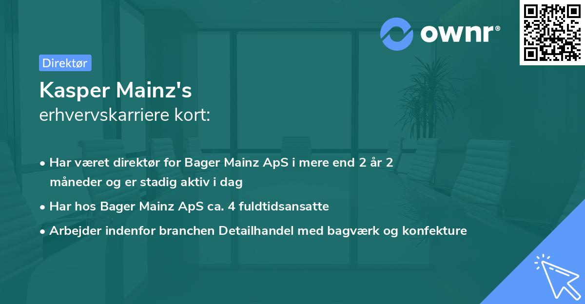 Kasper Mainz's erhvervskarriere kort
