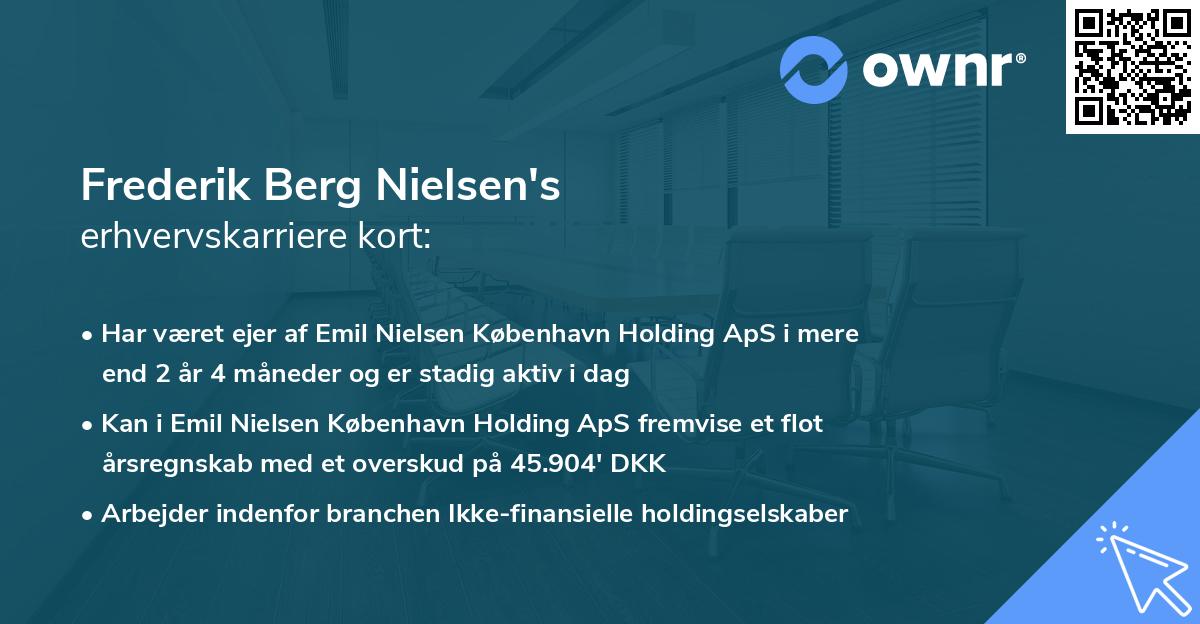 Frederik Berg Nielsen's erhvervskarriere kort
