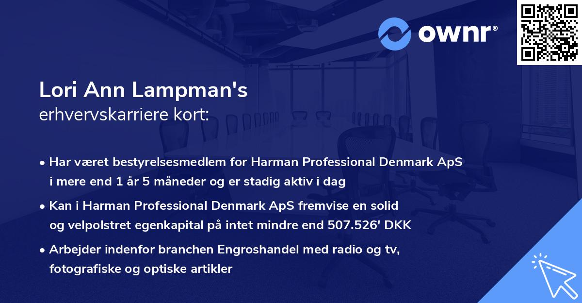 Lori Ann Lampman's erhvervskarriere kort