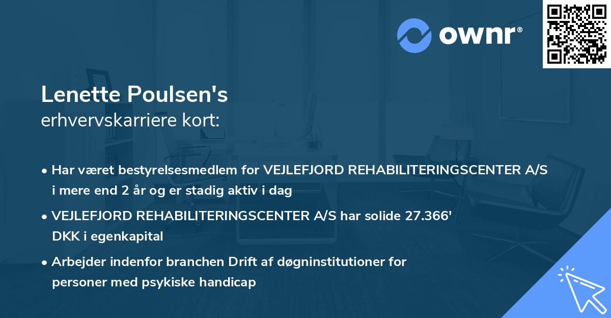 Lenette Poulsen's erhvervskarriere kort