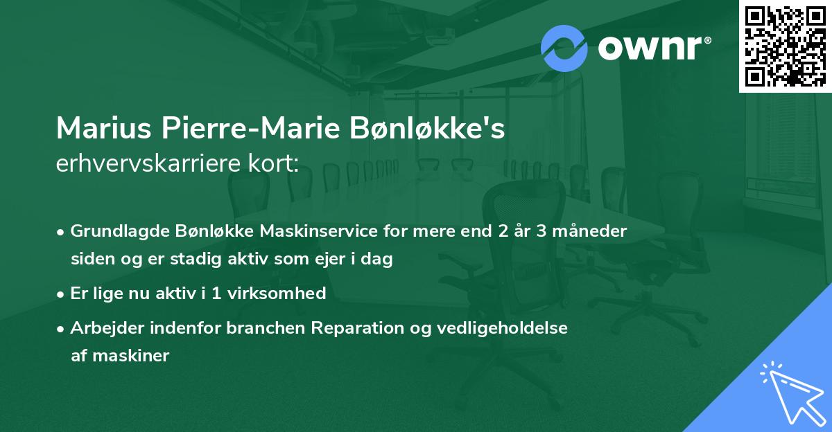 Marius Pierre-Marie Bønløkke's erhvervskarriere kort
