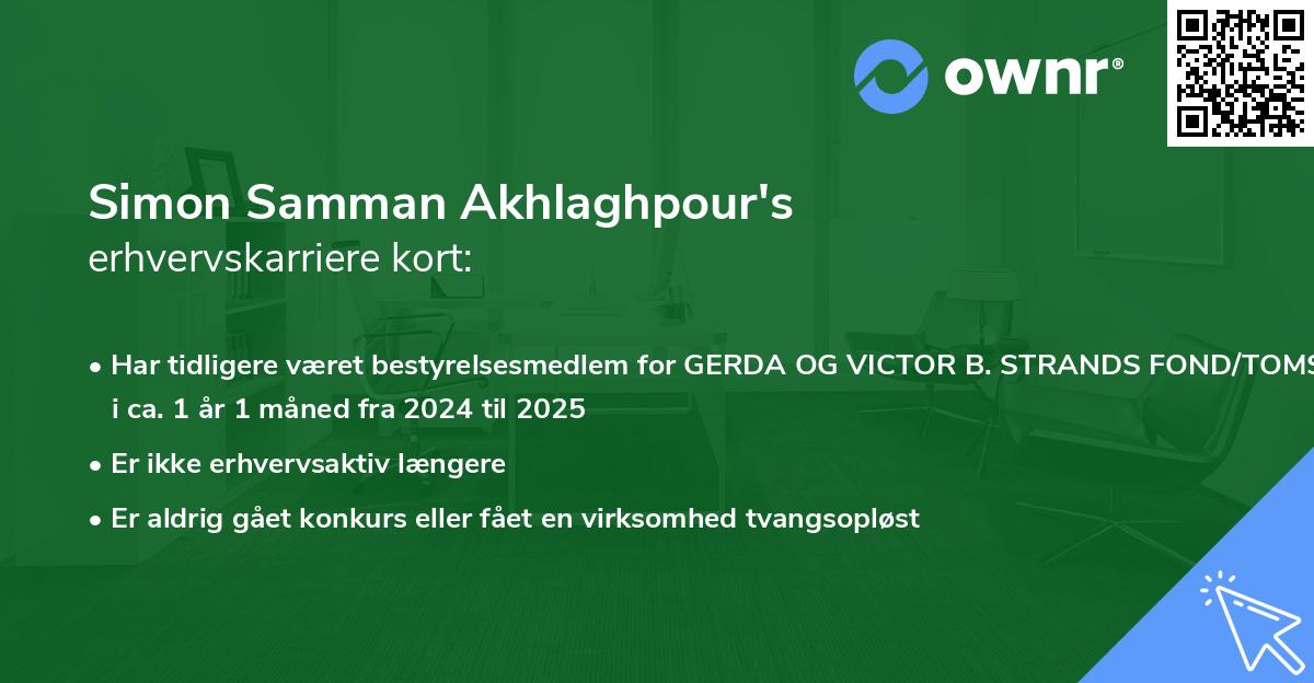 Simon Samman Akhlaghpour's erhvervskarriere kort