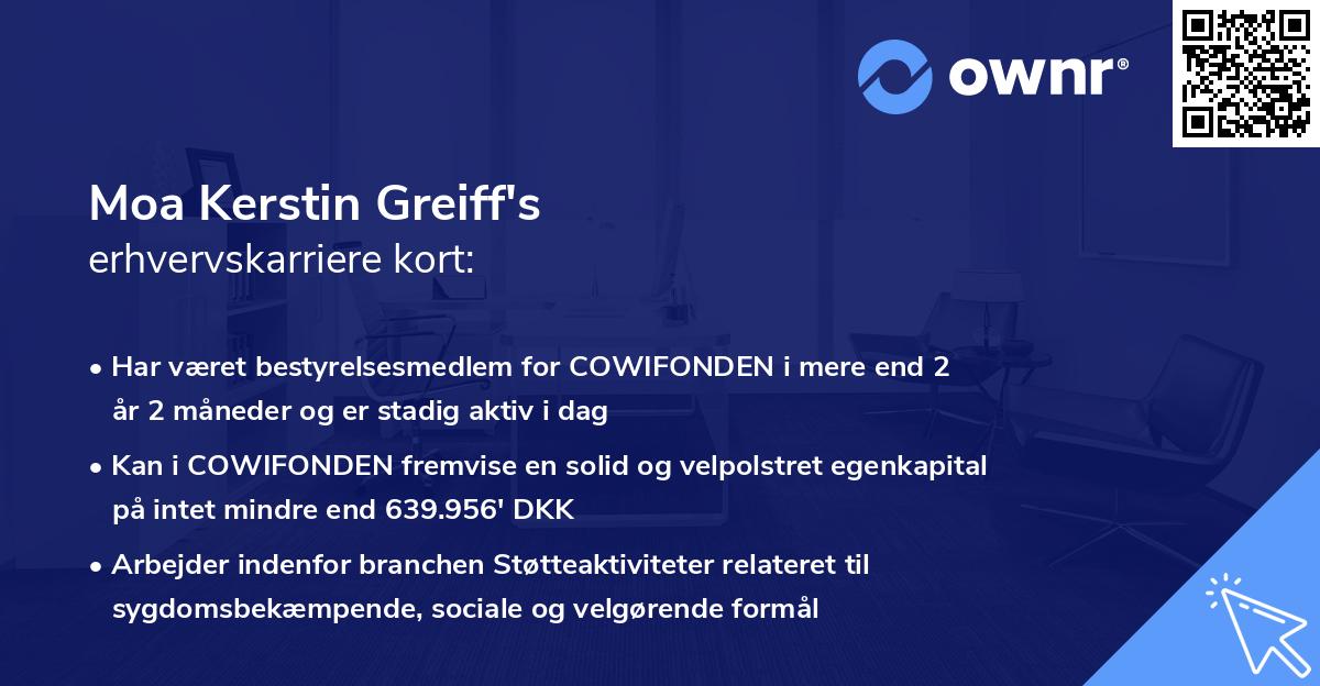 Moa Kerstin Greiff's erhvervskarriere kort