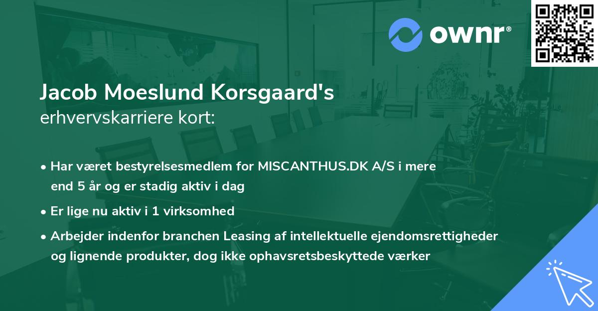 Jacob Moeslund Korsgaard's erhvervskarriere kort
