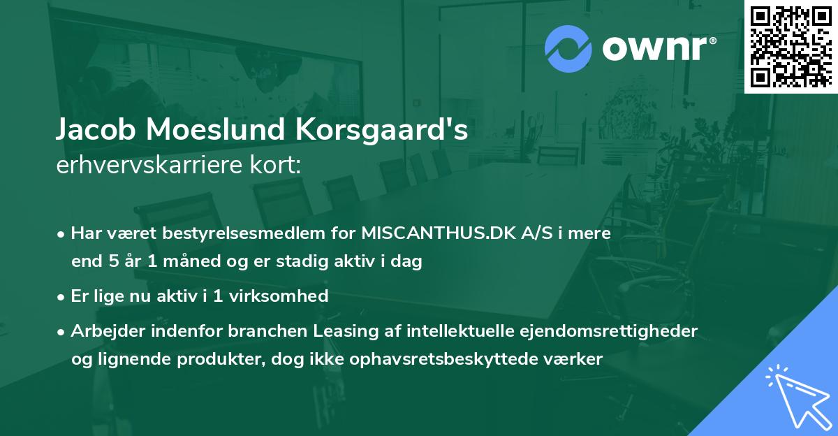 Jacob Moeslund Korsgaard's erhvervskarriere kort