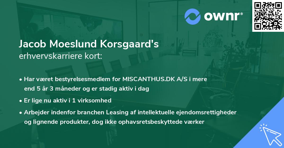 Jacob Moeslund Korsgaard's erhvervskarriere kort