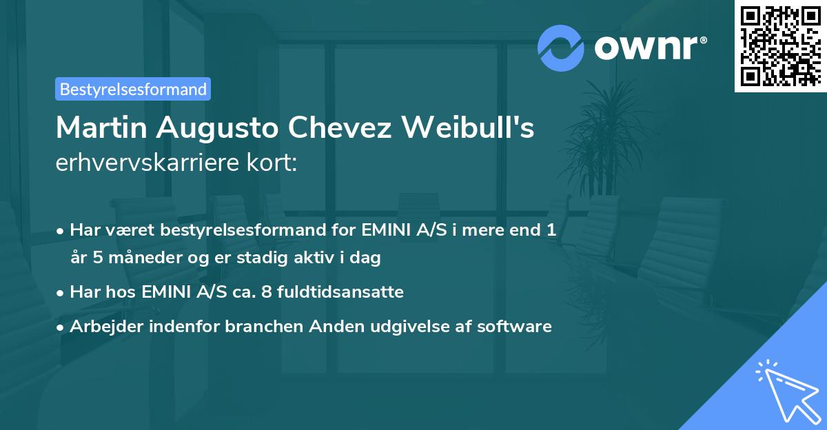 Martin Augusto Chevez Weibull's erhvervskarriere kort