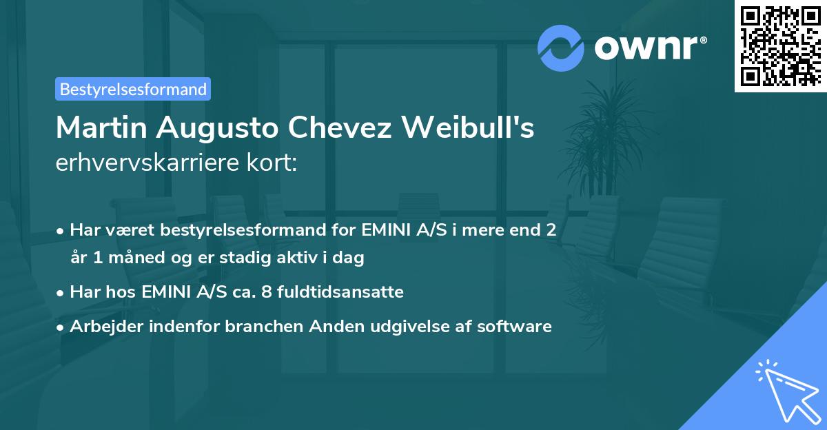 Martin Augusto Chevez Weibull's erhvervskarriere kort