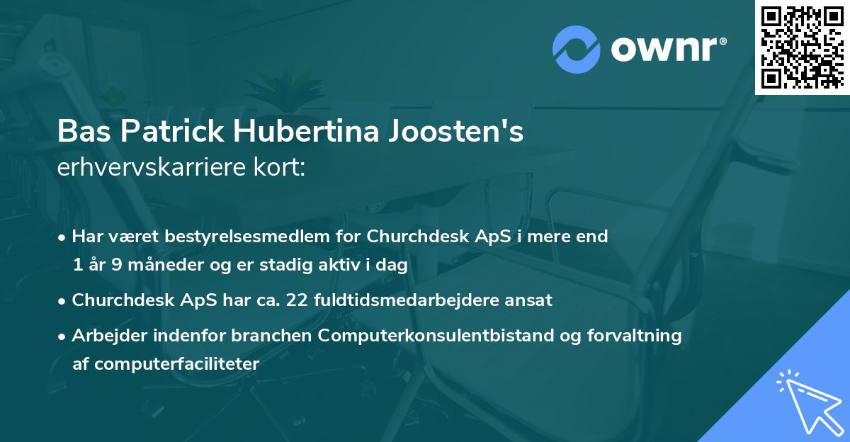 Bas Patrick Hubertina Joosten's erhvervskarriere kort