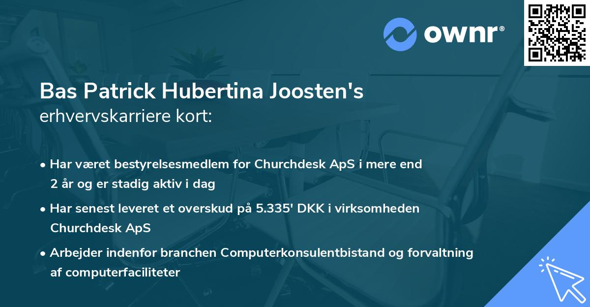Bas Patrick Hubertina Joosten's erhvervskarriere kort