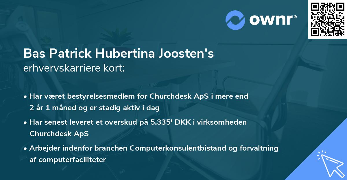 Bas Patrick Hubertina Joosten's erhvervskarriere kort