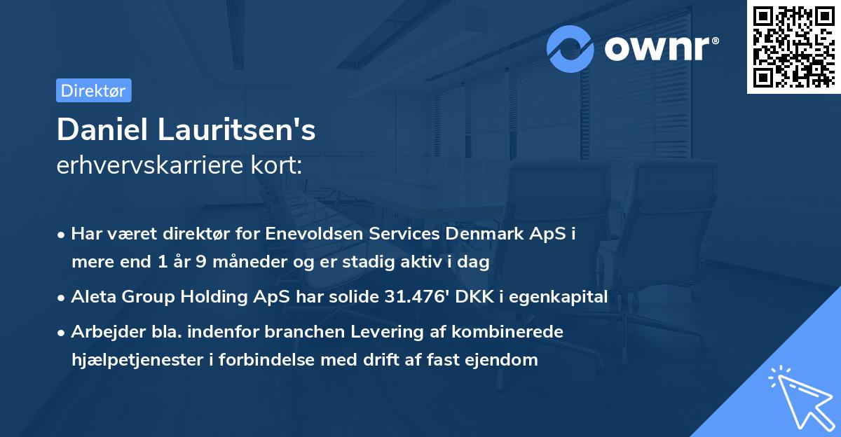 Daniel Lauritsen's erhvervskarriere kort