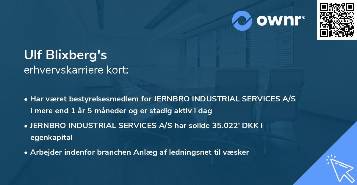Ulf Blixberg's erhvervskarriere kort