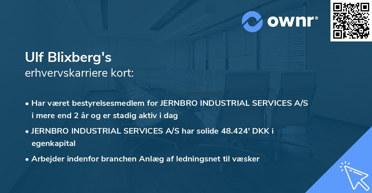 Ulf Blixberg's erhvervskarriere kort